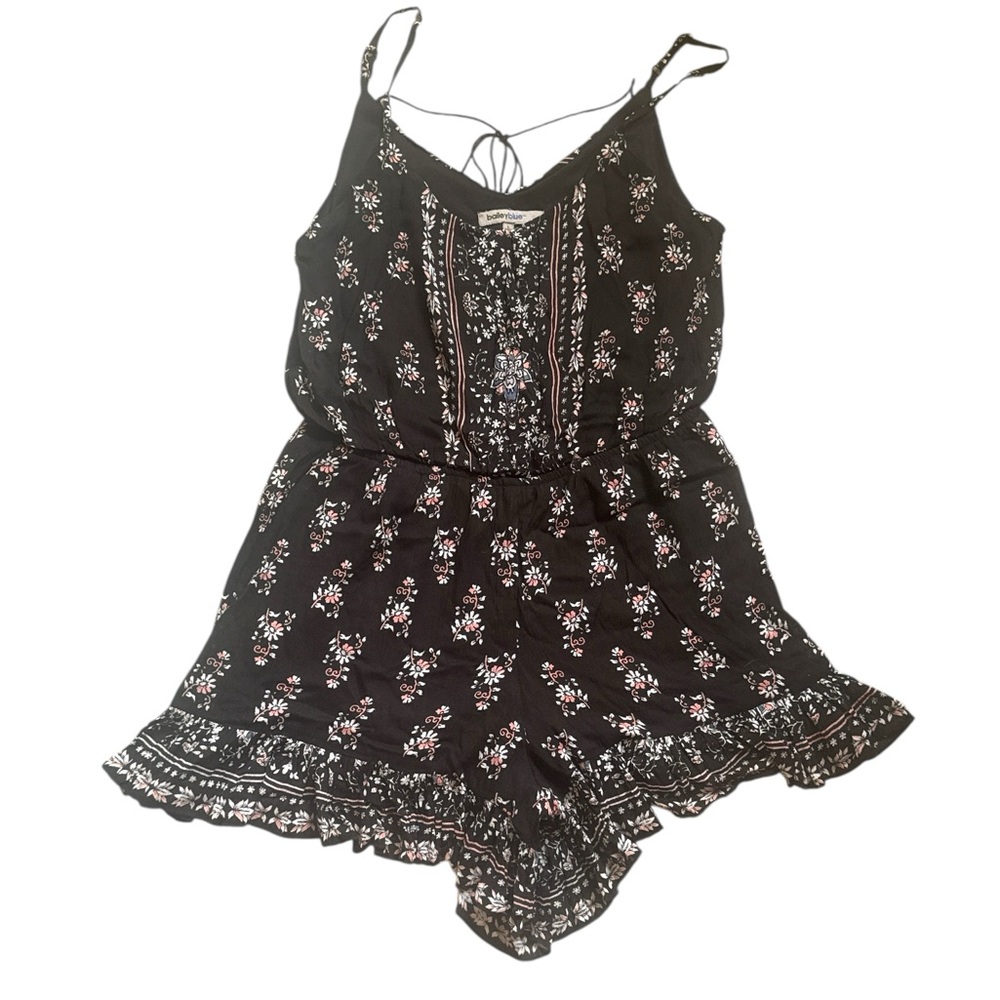 Bailey Blue Black and Pink Jumpsuit with Ruffled Hem